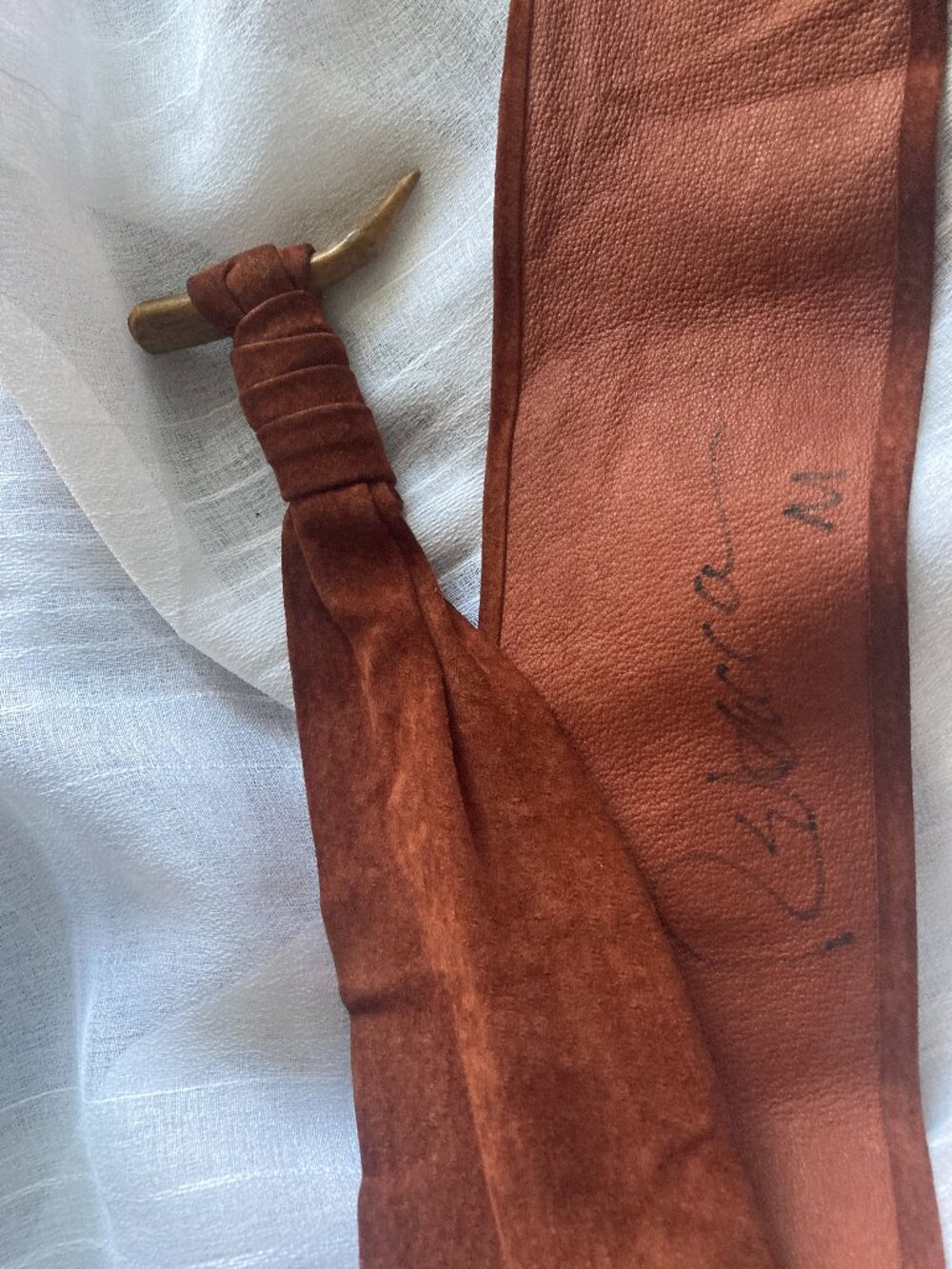 Beautiful, Unique Artisan Chic Boho Cognac Suede Obi Belt M - Picture 13 of 15